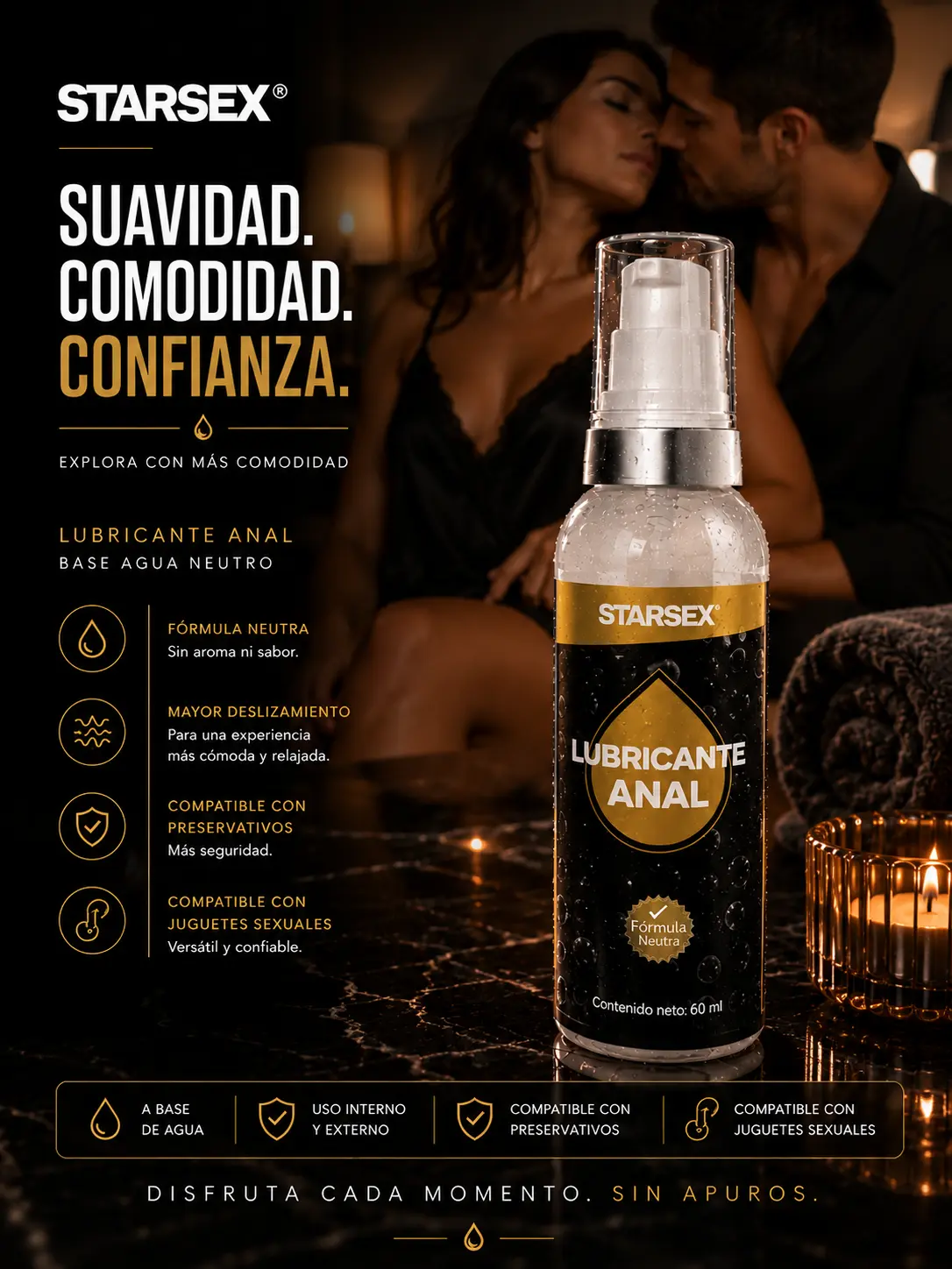 Lubricante Anal Dilatador Base Agua con Simeticona