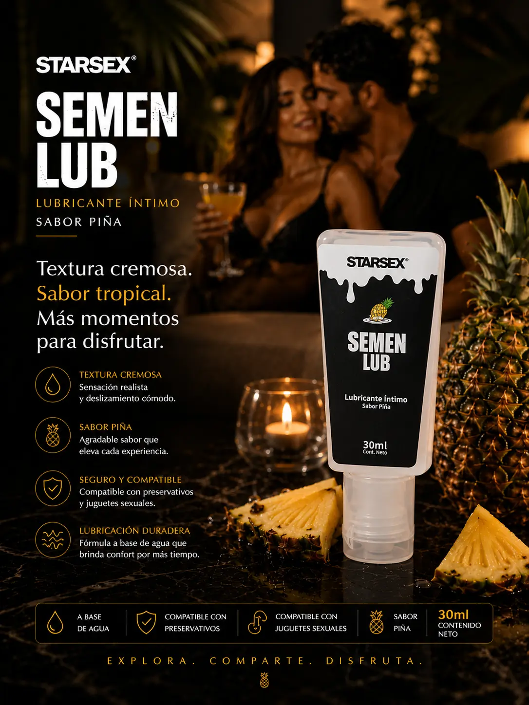 Lubricante Semen Lub Base Agua Sabor Piña