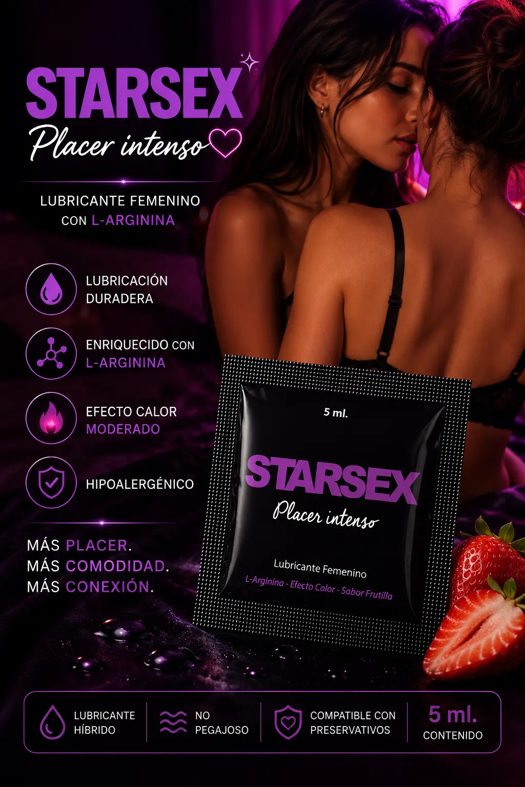 Sachet Lubricante Híbrido con L-Arginina Placer Intenso